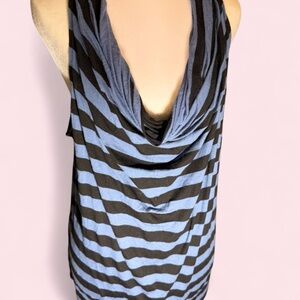 Perseption Black and Blue Striped Tank Top